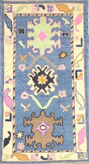 Colorful Hand Knotted Foyer Size Decorative Rug