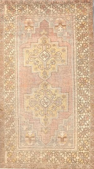 Old Hand Knotted Decorative Wide&Short Runner Rug