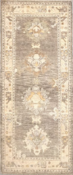 Old Look Hand Knotted Short Decorative Runner Rug