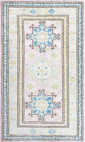 Decorative Hand Knotted Doormat Size Colorful Rug