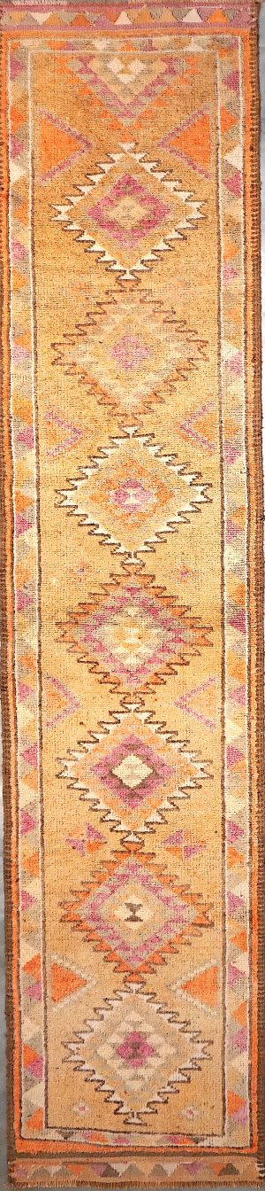 Vintage Hand Knotted Long Decorative Runner Rug