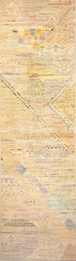 Hand Knotted Modern Look Decorative Runner Rug