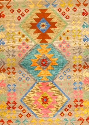 Colorful Hand Knotted Decorative Foyer Size Rug