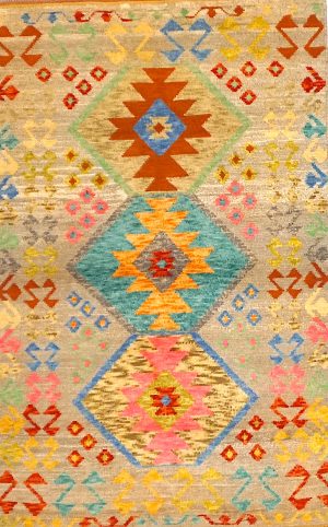 Colorful Hand Knotted Decorative Foyer Size Rug