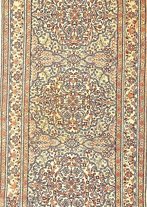 Hand Knotted Oriental Design Vintage Short Runner Rug