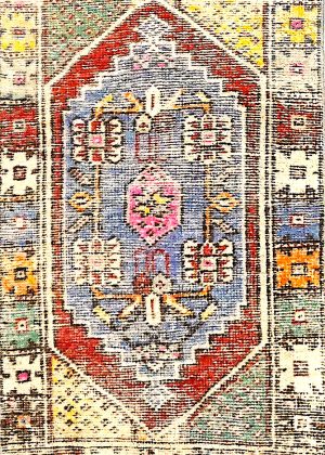 Old Hand Knotted Decorative Doormat Size Rug
