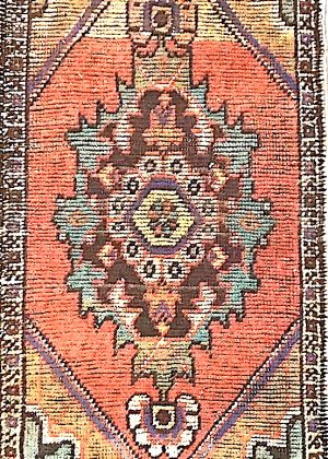 Old Hand Knotted Decorative Doormat Size Rug