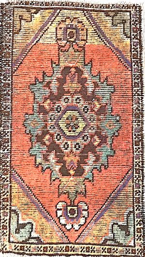 Old Hand Knotted Decorative Doormat Size Rug