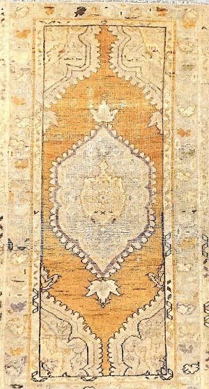 Old Hand Knotted Decorative Small Foyer Size Rug