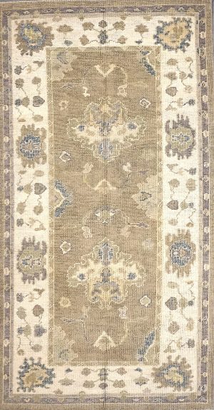 Hand Knotted Decorative Wide&Short Runner Rug