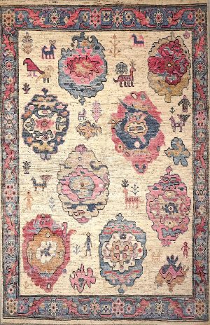 Colorful Hand Knotted Decorative Room Size Rug