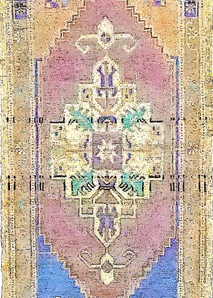 Decorative Hand Knotted Doormat Size Vintage Rug
