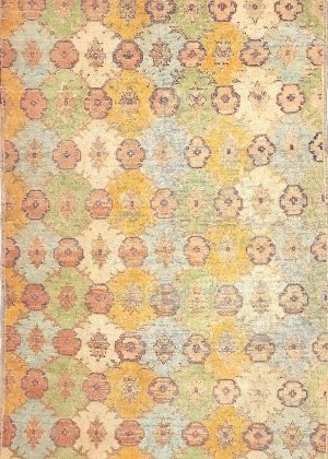Decorative Hand Knotted Wide&Short Vintage Rug